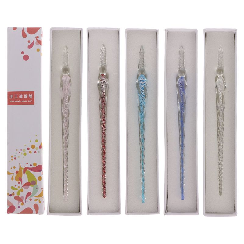 

Vintage Handmade Glass Dip Signature Ink Fountain Pen Writing Tool Offices School Stationery With Gift Box, Red
