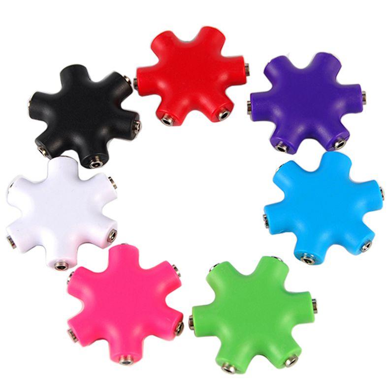 

3.5mm Hexagon audio cables adapter Earphone Adapter Male To 2 3 4 5 Female Output Share Distributor Headphone Splitter with AUX cable, Mixed color