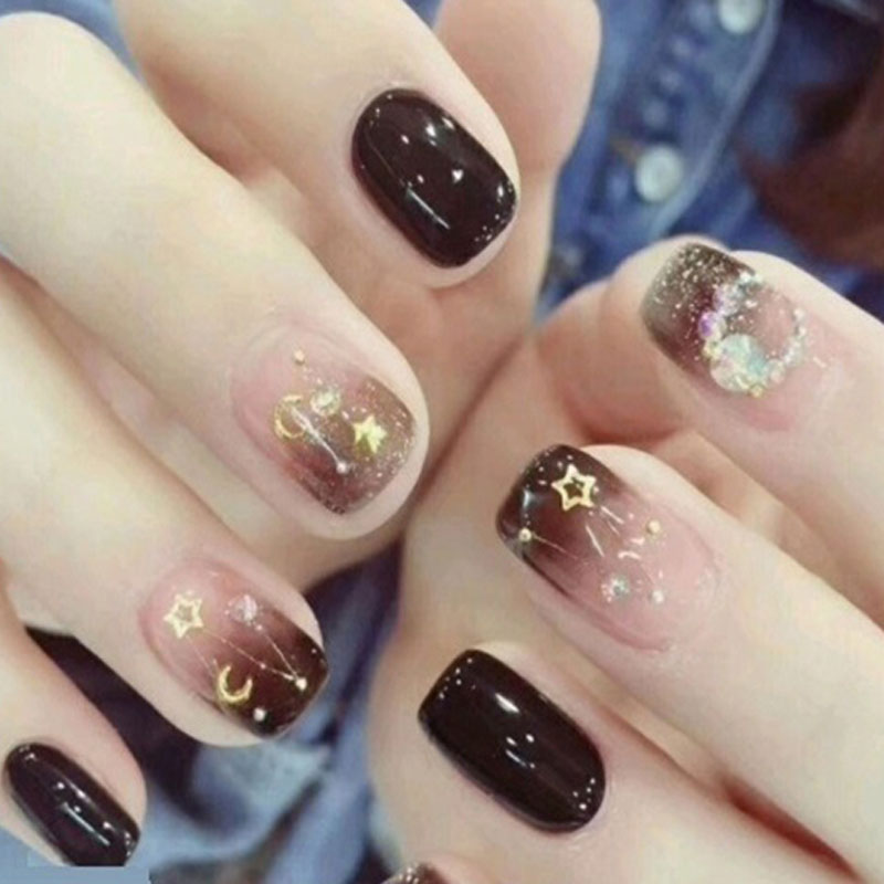 

Nusx Gold Nail Sticker Cute Geometric Heart Star Moon with Adhesive Stylish Nail Art Tools Transfer Stickers Manicure Decoration, St006-172