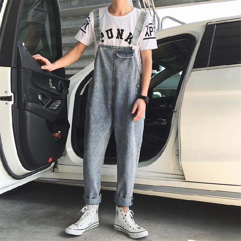 

2020 new overalls jumpsuit, spring and summer nine points denim overalls, Blue