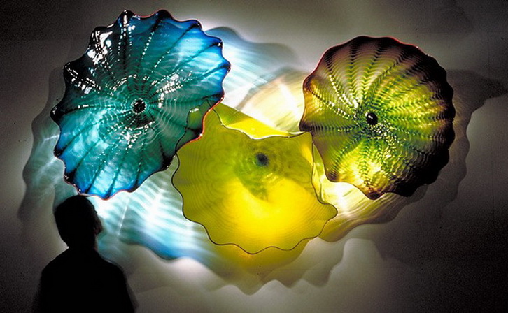 

Custom Made Blown Glass Chihuly murano Glass Art Hand Blown Wall Lamps decor Flower Glass Plates
