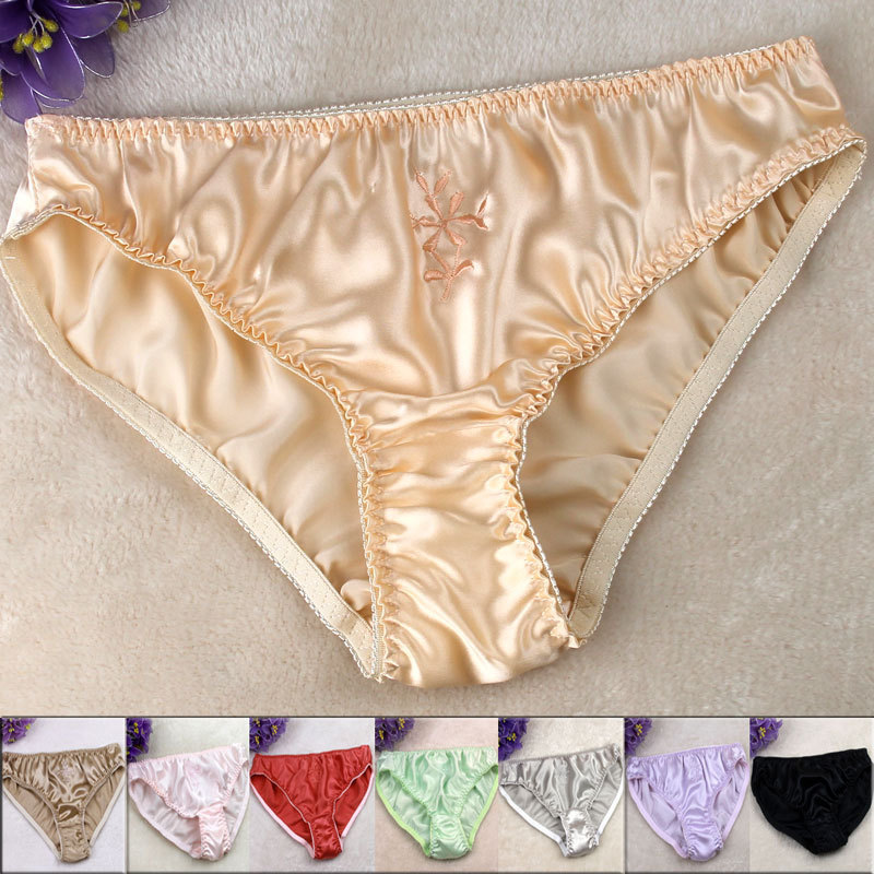 SALE! Pure silk Solid Panties Women 100% Mulberry Silk Embroidery Plus Size Briefs L/XL/XXL/XXXL FREE SHIPPING Y200425
