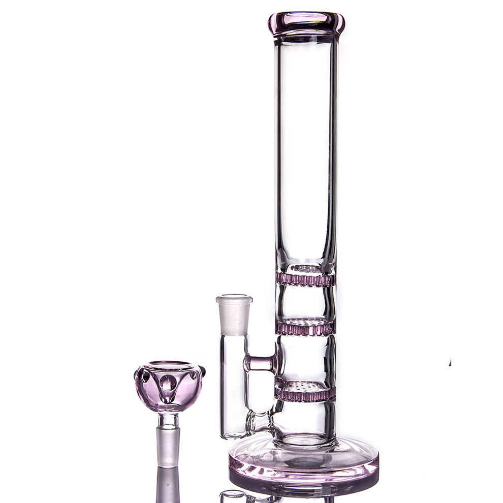 

Glass Percolator Bongs Hookahs Pink Purple Thick Glasses Bongs Water Pipes Smoking Beaker Tall Water Bong Dab Rig With 14mm Bowl downstem Perc