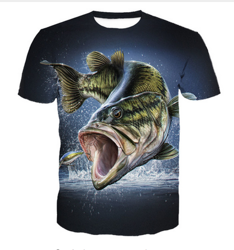 

3D Print Chase Hook Fish Men Short Sleeve T Shirt Fashion Casual Clothing Hip Hop Camisetas Mens Tops Streetwear Tee Shirt Homme R0125, The picture color