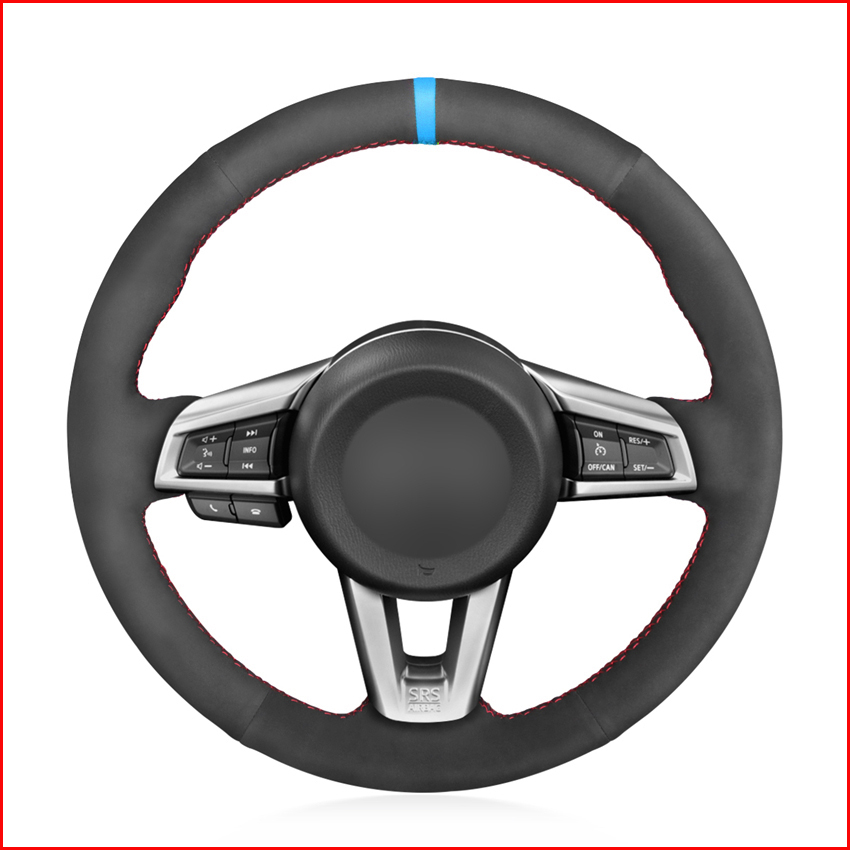 

Black Suede Hand Sew Comfortable Soft Steering Wheel Cover for Mazda MX-5 MX5 2016 2017 2018 2019 2020