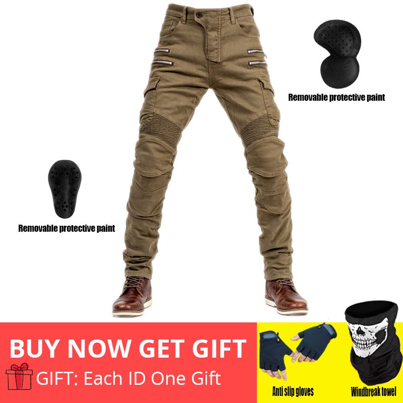 

Men and Women Motorcycle Pants Protective Gear Trousers Motocross Zip pocket Motor Pants outdoor Riding Zipper Jeans