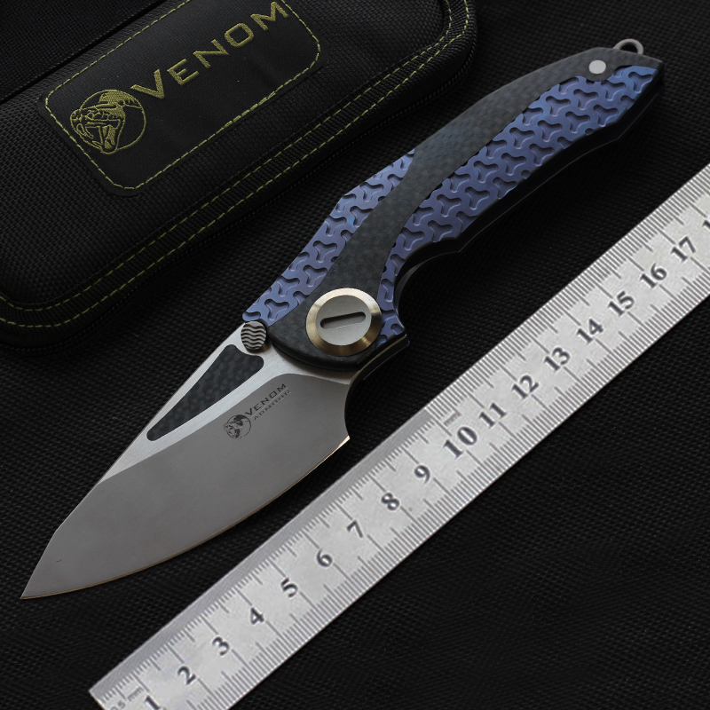

Kevin John VENOM ARMOUR folding knife M390 blade Titanium /CF handle hunting knife pocket Tactical EDC tool outdoor camping Survival knives