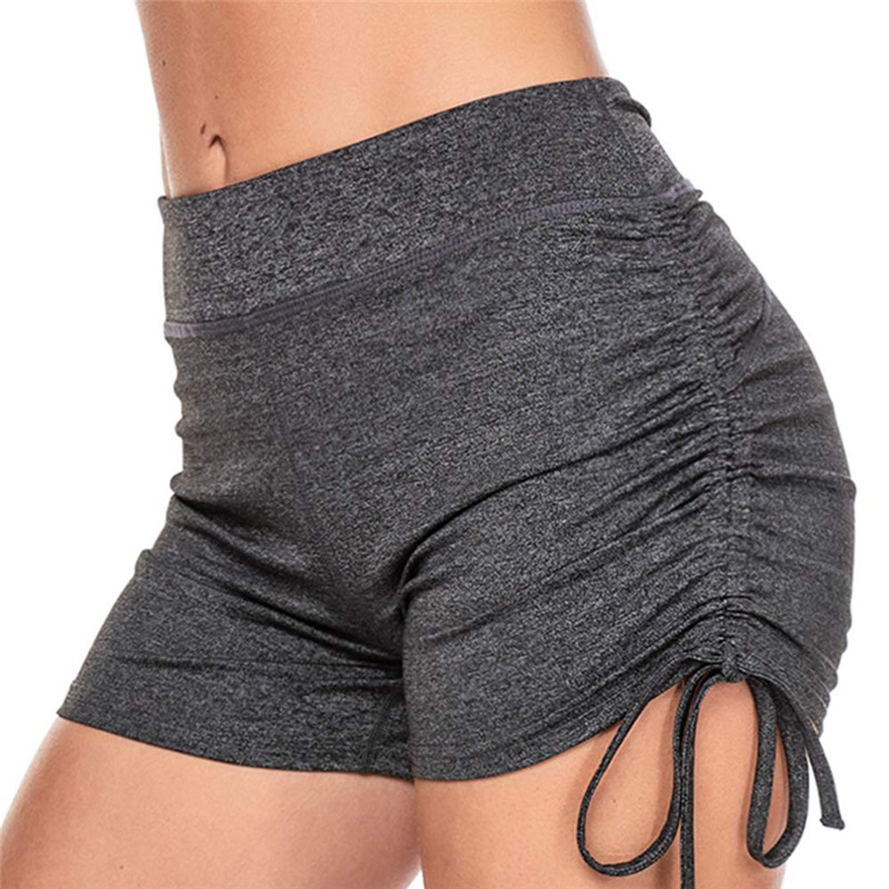 

LOOZYKIT Women Yoga Shorts Side Drawstring Shorts Gym Workout Activewear Sports Fitness High Waist Running Wear Bandage, Blue
