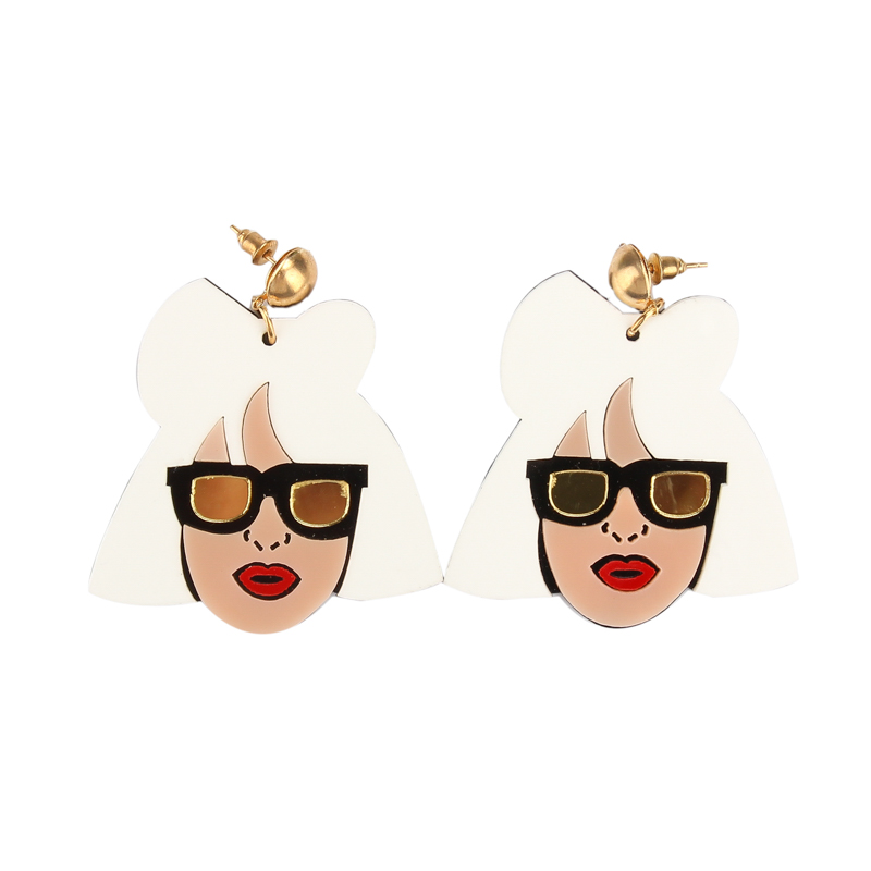 

Night Club Hip Hop Jewelry Women Head Acrylic Earrings