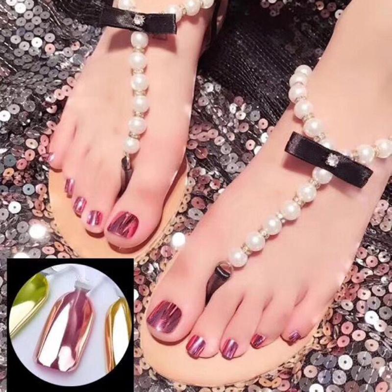 

Flow Gold Mirror Powder Chrome Effect Nail Polish Foil Nails Art Glitter Silver Nail Art Powder GK1216
