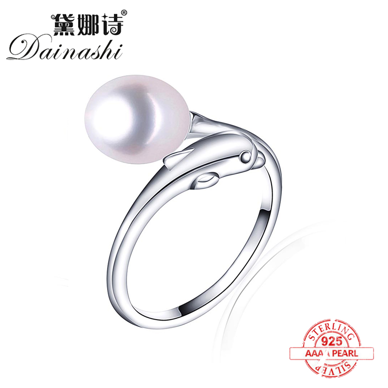 

Cluster Rings Wholesale Price Dolphin Shape Ring Natural Freshwater Pearl Adjustable 925 Sterling Silver Cute Girl Fine Jewelry Gift