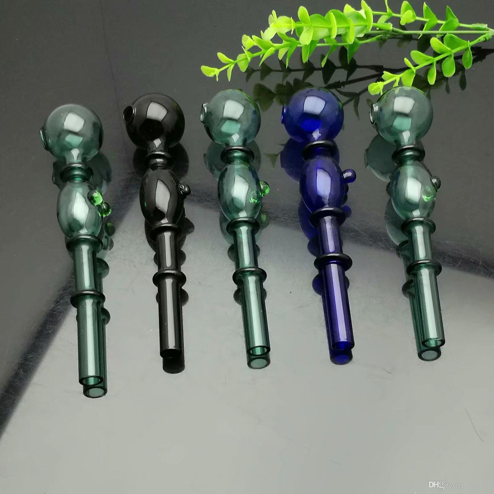 

Colour three-wheel double-bubble straight smoke pot Glass water hookah Handle Pipes smoking pipes High quality free shipping