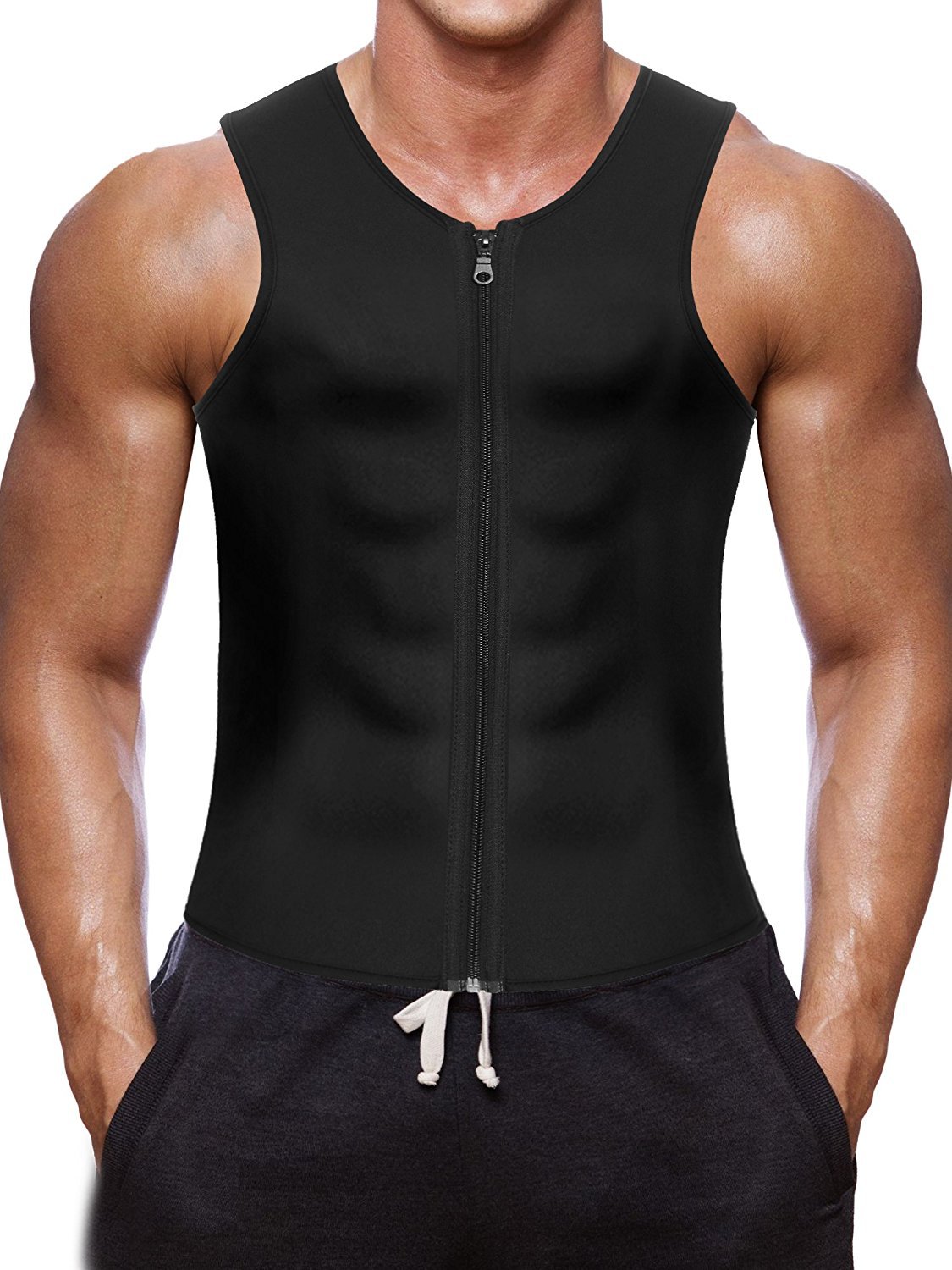 

BNC Men Waist Trainer Vest for Weightloss Hot Neoprene Corset Body Shaper Zipper Sauna Tank Top Workout Shirt