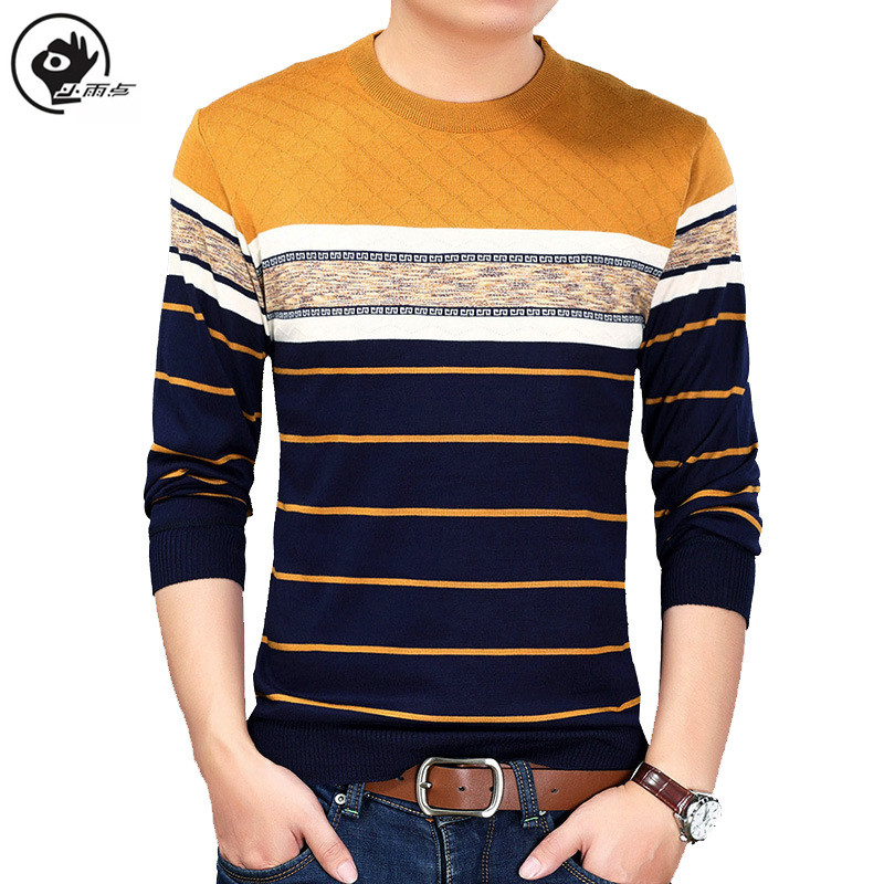 

Little Raindrop 2020 New Casual Pullover Men Spring Round Neck Patchwork Quality Knitted Brand Male Sweaters Mens Sweater, Blue