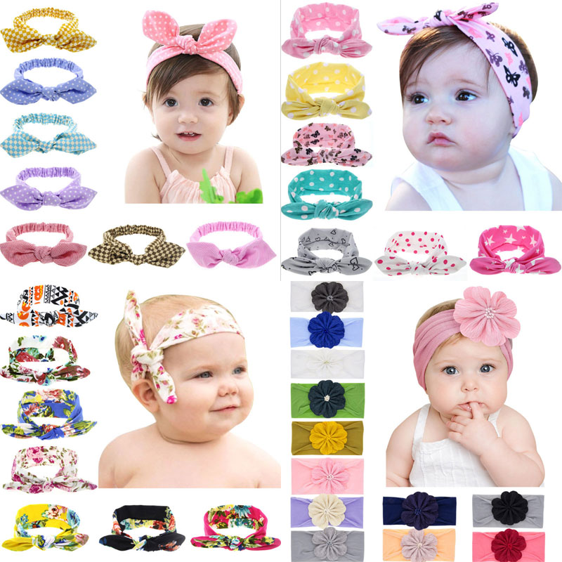 

32 styles Wholesale Newborn Infant Striped Dot Headbands Toddler Bow Knotted Headband Girl Turban Hair Accessories Headwrap Hair bands, 26