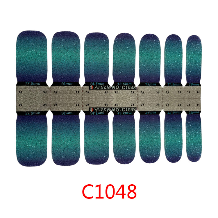 

14pcs/sheet Glitter Gradient Color Nail Stickers Nail Wraps Full Cover Polish Sticker DIY Self-Adhesive Art Decoration, C1053