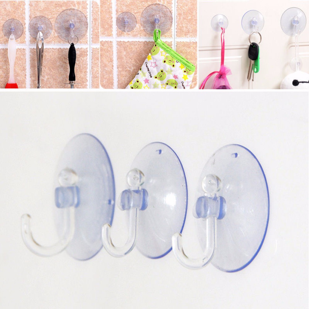 

2.5 / 3 / 3.5 8cm Super transparent suction cup hook Kitchen tile Seamless suction Plastic single Bathroom Strong coat hook