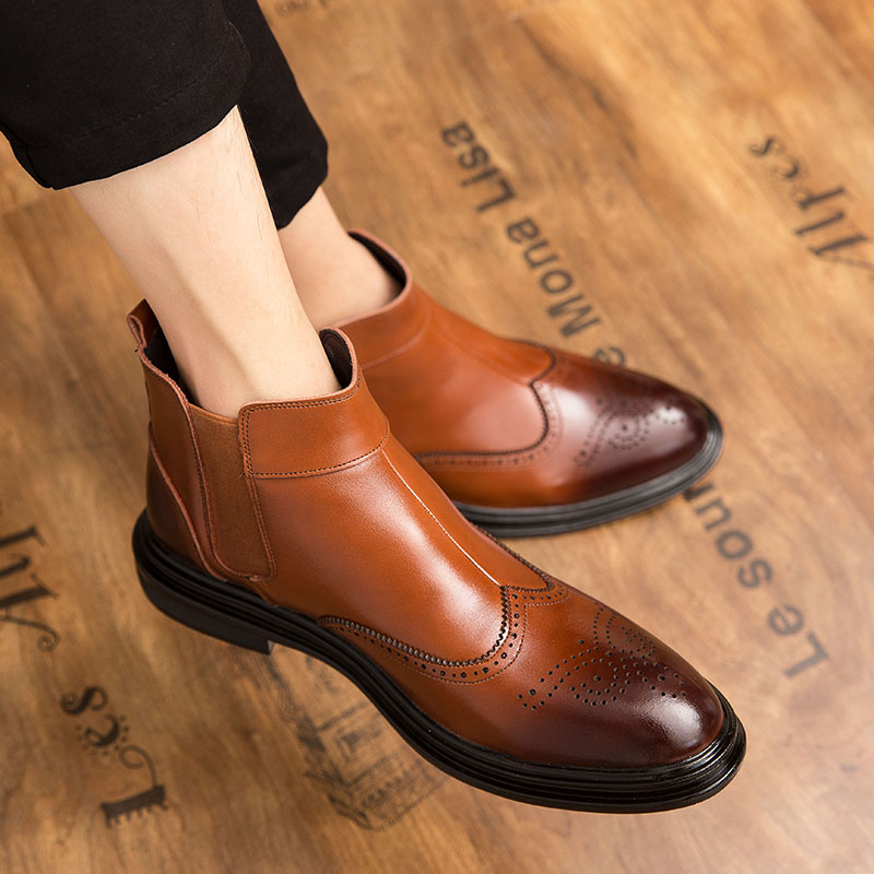 

Boots Men Dress Ankle Fashion Pointed Toe Boots outdoor Concise Solid Med Winter brogue Motorcycle Shoes 5, Black