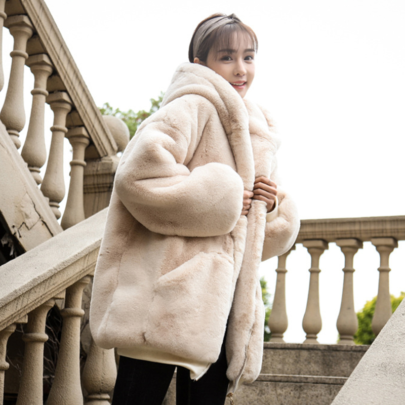 

2019 Women Faux Fur Coat Women' Winter Coat Outerwear Female Thick Plush Female Overcoat Casual Woman Warm Winter Jackets, Beige