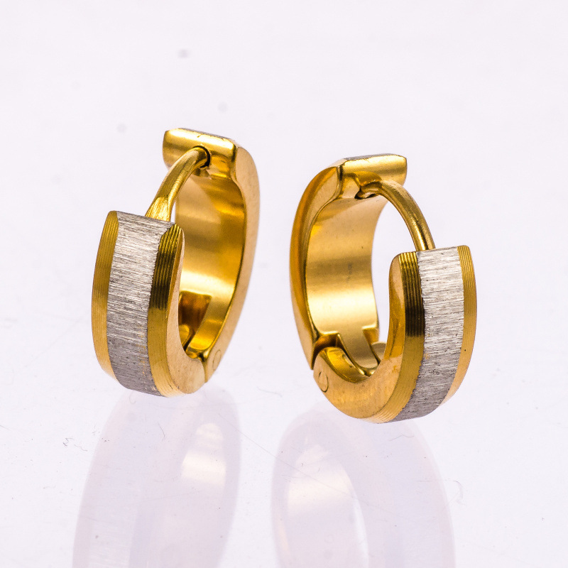 

Fashion Silver Gold Frosted Hoop Earrings Mens Womens Stainless Steel Small Hoop Earrings Minimalism Style for Women Men Wholesale Price