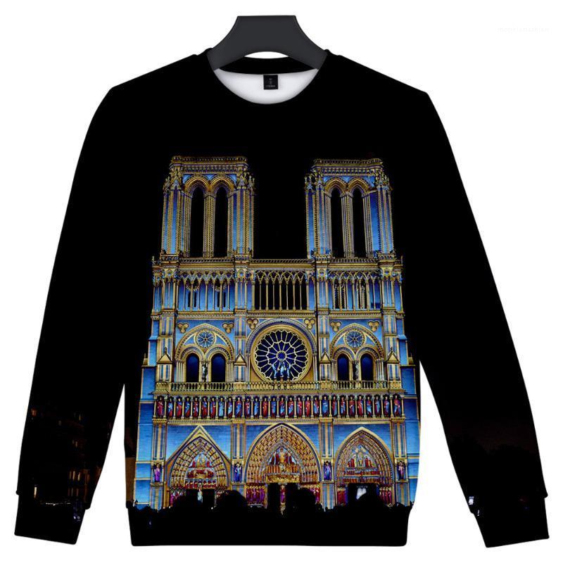 

O-neck Pullovers Long Sleeved Sweatshirts Fashion Mens 3D Designer Hoodies Notre Dame de Paris, 10