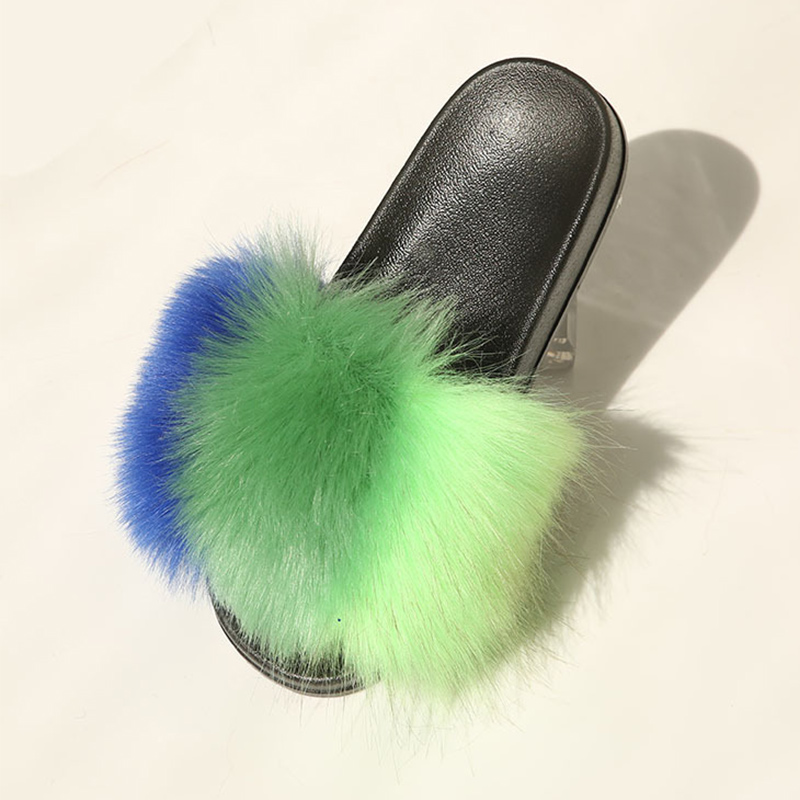 

Hot Sale-urry Flat Slippers Fashion Open Toe Feamle Shoes Plush Slippers Warm Fashion Color Cross Shoes Ladies Footwear New, Blue