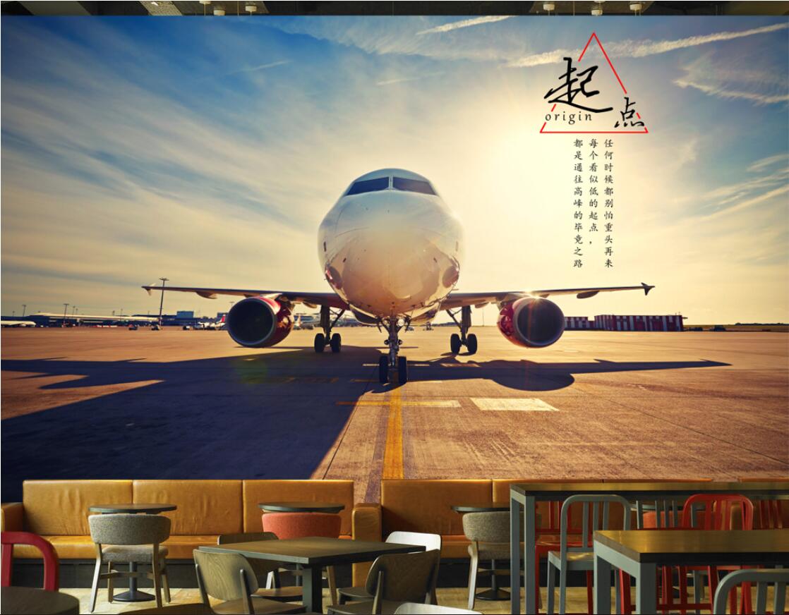 

3d room wallpaper custom photo non-woven 3D stereo aircraft starting point airport hotel restaurant mural murals wallpaper for walls 3 d, Picture shows