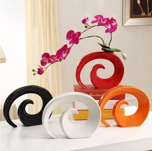 

Fashion Vases Modern Ceramic Vase for HOme Decor Tabletop Vase White Red Black Orange Color Choice