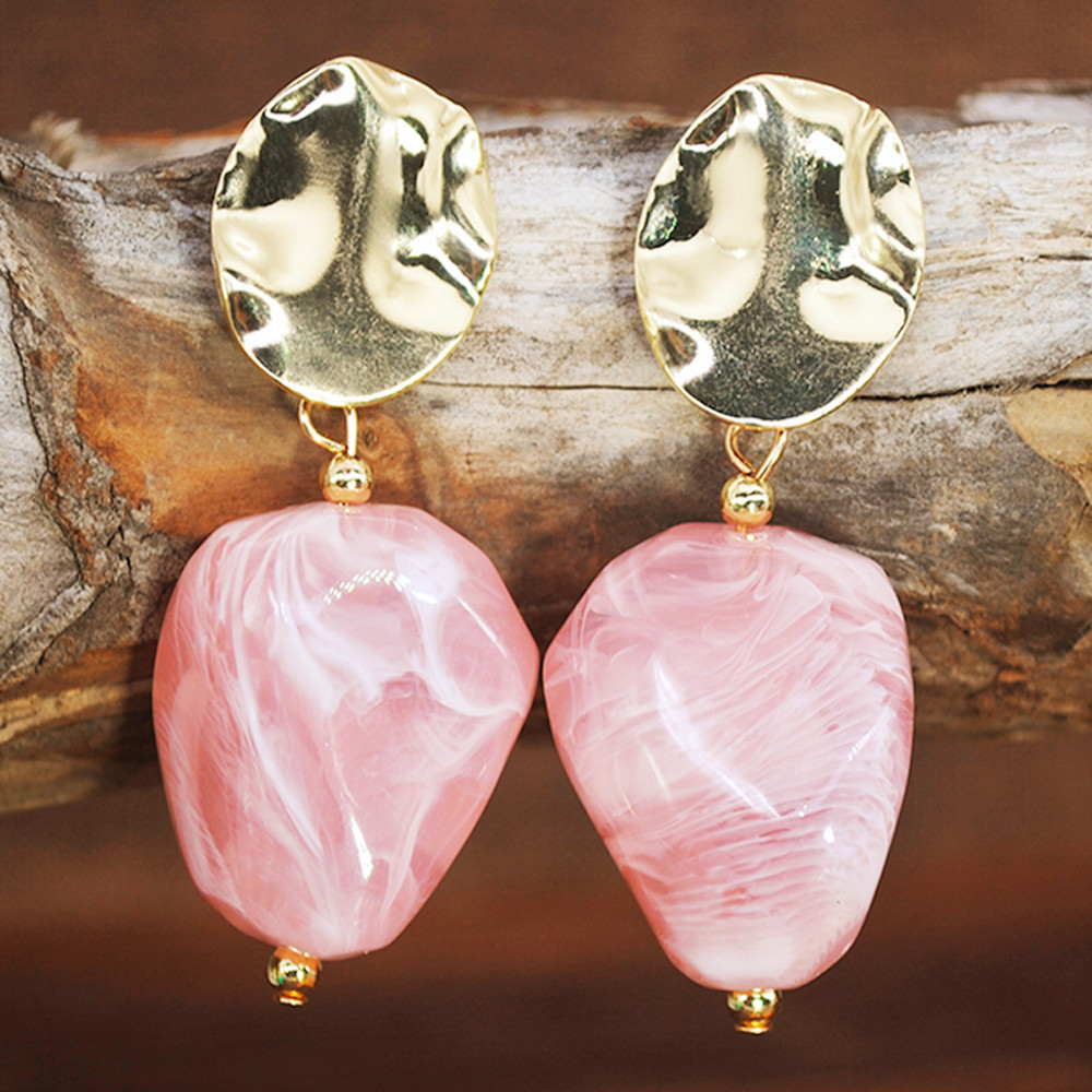 

Acetate acrylic big earrings women's golden exaggerated earrings personalized stylish style