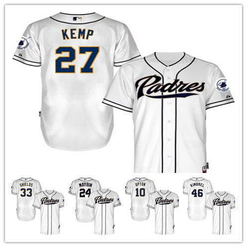 

San Diego Padres 33 James Shields 10 Justin Upton Majestic 6300 Player Authentic baseball Jersey, Blue;black