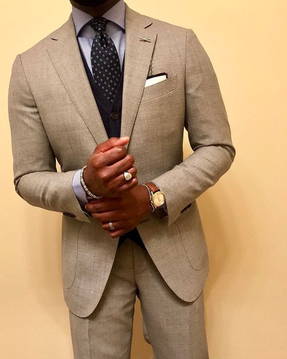 

2020 Newest Mens Suits 2 Piece ( Coat+Pants) Flat Lapel Solid Costume Homme Business Single-breasted Prom Tuxedo Slim Fit Suit, Beige