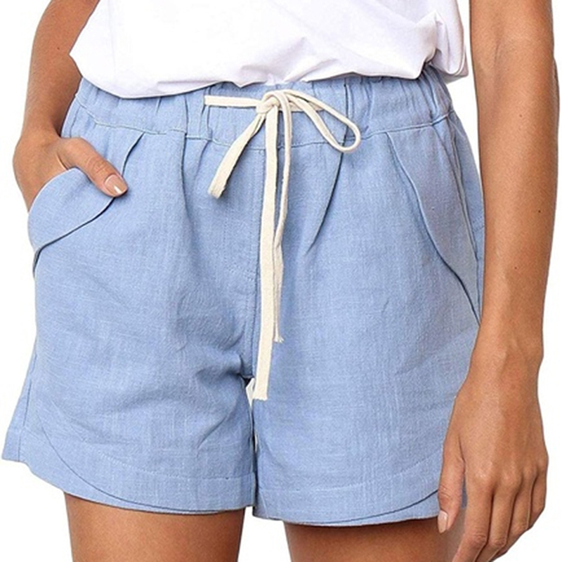

Women Loose Casual Shorts Summer High Waist Sports Shorts Plus Size Wide Leg Black Womens Bow Pantalones Cortos Mujer, Light blue