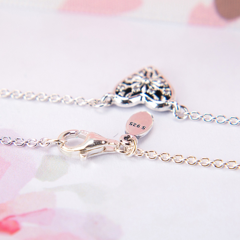 

Wholesale- Heart Pendant Necklace for Pandora 925 sterling silver with CZ diamond high quality ladies ring luxury designer jewelry with box