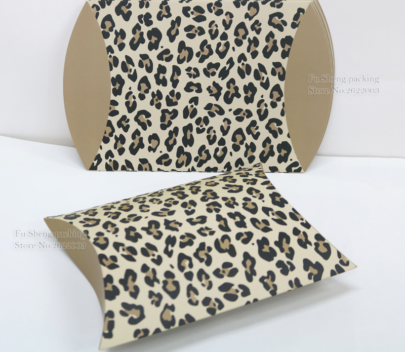 

Leopard design Pillow Box for Chocolate Candy Cookie Box ,Small Paper Favor Gift Pillow Packaging Boxes for soap 50pcs/lot
