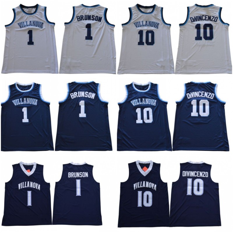 

2018 Final Four NCAA Villanova Wildcats #10 Donte DiVincenzo 1 Jalen Brunson 25 Mikal Bridges White Navy Blue Champions RVM Patch Jerseys, As