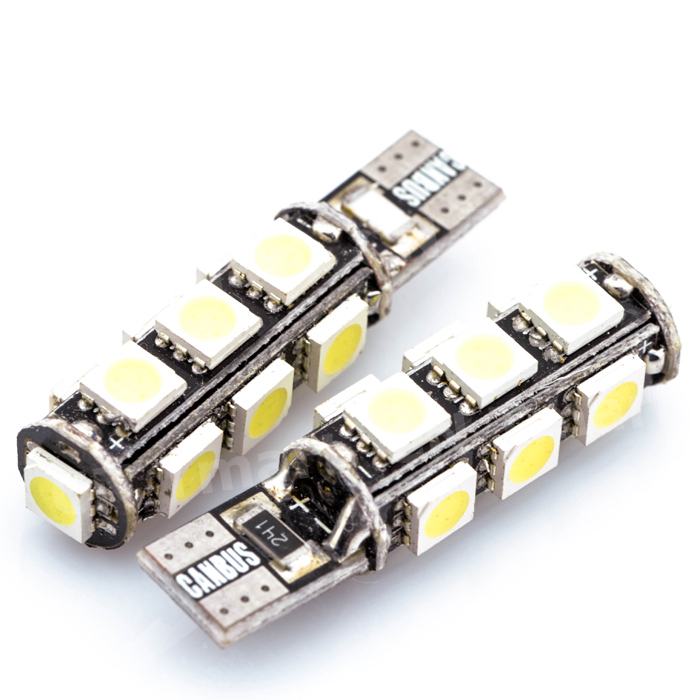 

100X Free shipping T10 194 W5W 13 led smd 13smd canbus obc error free no error LED Light Bulb Lamp White blue red green, As pic