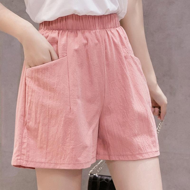 

Women' Yoga Sport Shorts Hot Summer Casual Cotton Shorts Plus Size Mid Waist Short Linen Woman Streetwear Short Pants#20, Pink