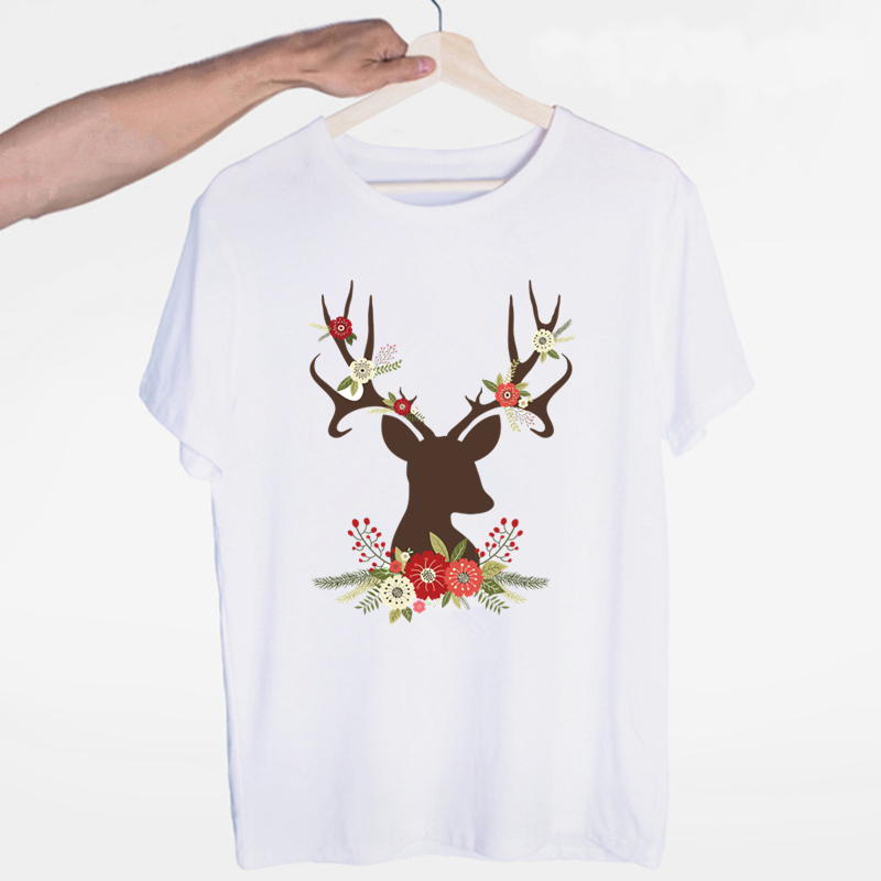 

Santa Claus Deer Christmas T-Shirt Customize Building Army Green Leisure Crew Neck Hiphop Men And Women Tshirt, Notprint