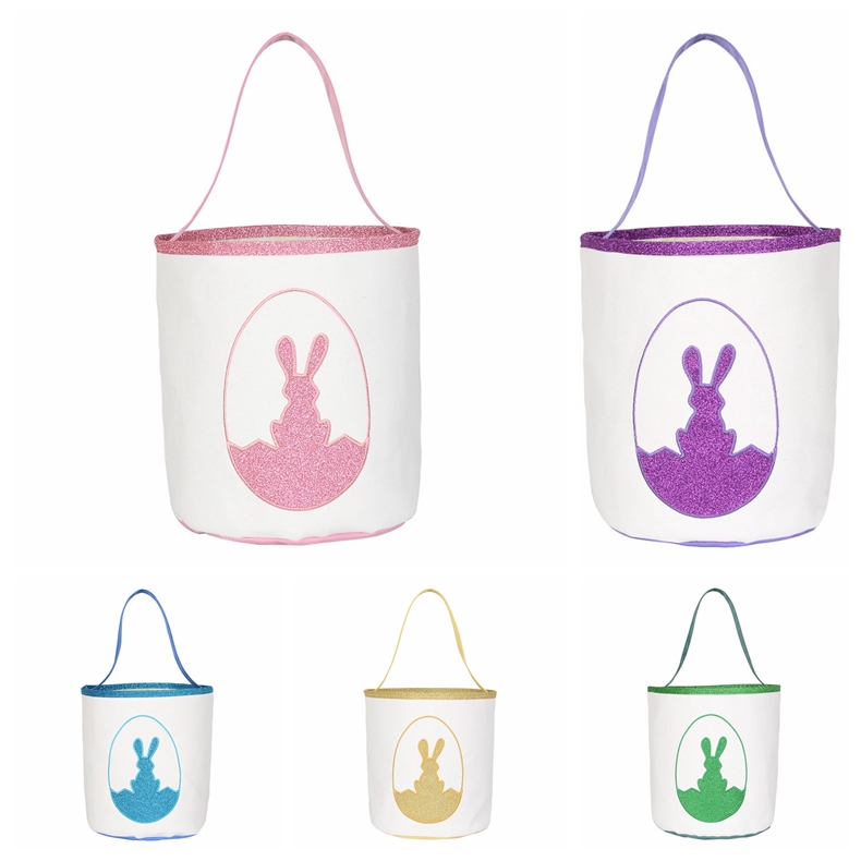 

Easter Rabbit Buckets Easter Bunny Bags 4colors Cute Printed Rabbit Basket Cartoon Egg Baskets Candy Totes Kid Handbags GGA3174-2, As pic