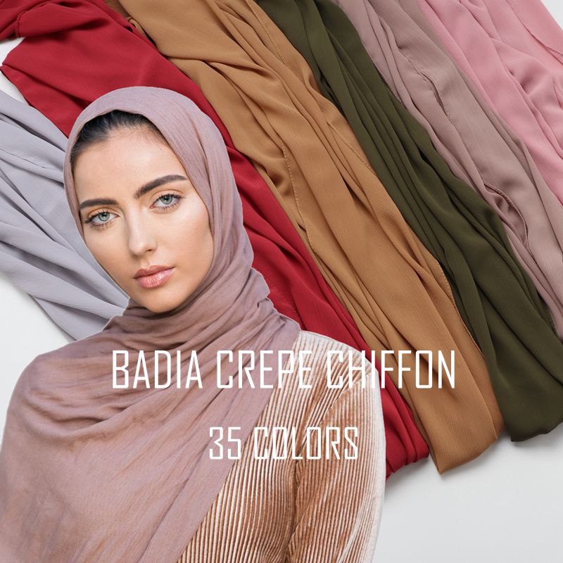 

one piece women solid plain crepe chiffon hijab scarf wraps soft long islam shawls muslim crinkle chiffon scarves hijabs