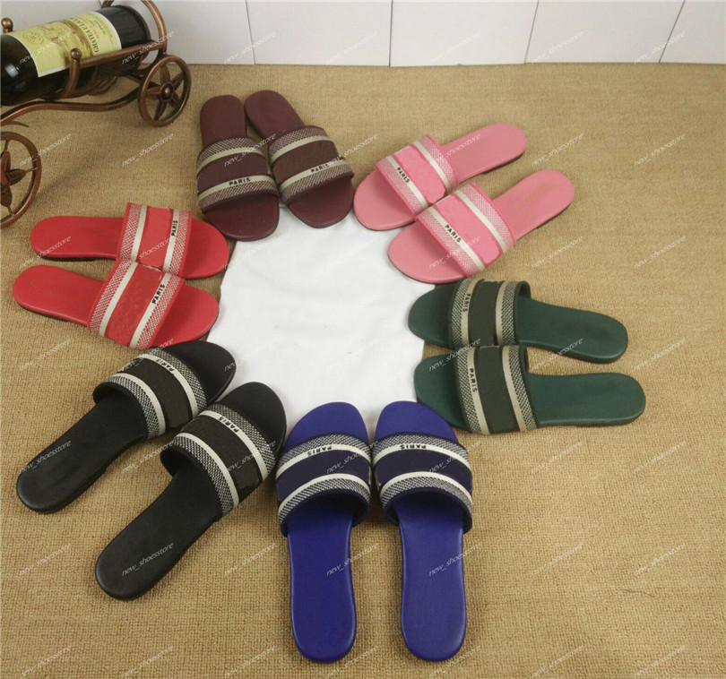 

Women Paris Comfort Casual Slipper Slide Summer Rubber Outsole Beach Slide Flip Flops Ladies Flower Letter Embroidery Slippers Print 35-42, #018