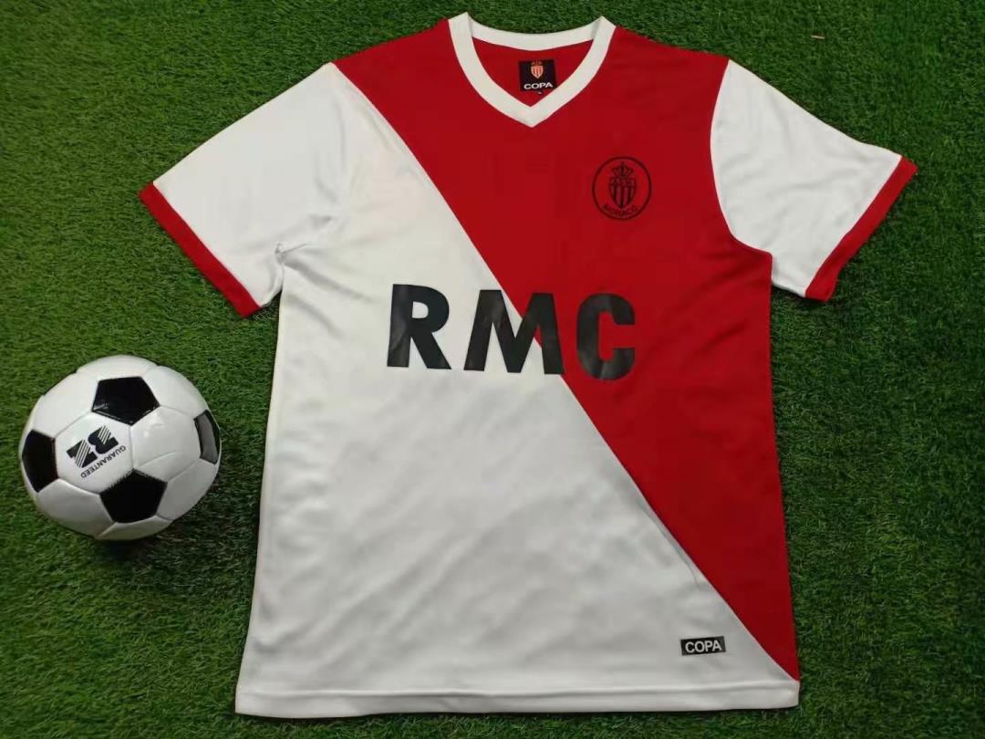 

Monaco 1977 1982 Retro Soccer Jersey 77 82 Monaco home red and white Dalger Tuybens football shirt