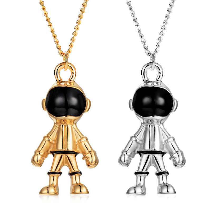 

Geometric Necklace Astronauts Necklaces Women Sweater Chain Ladies Pendant Jewelry Silver Color Trendy Korean Alloy Halskette