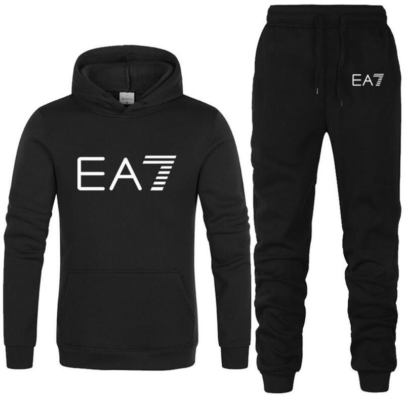 

Quality Men's Sets Hoodies+pants men Brand clothing Two piece suit tracksuit Fashion Casual Hoodies Gyms Workout Fitness Sets V191028, Gray