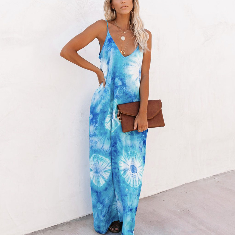 Summer Europe and The United States Explosions Print Sleeveless Hooded Large Dress