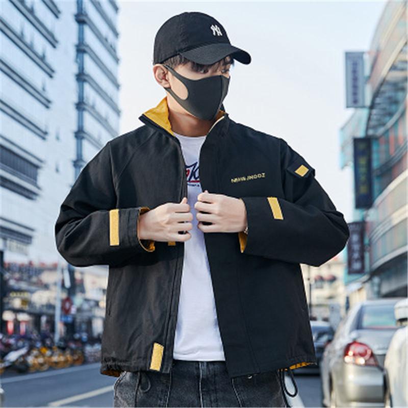 

Fahion Loose Man Jacket Hot Sell Korean Version Zipper Pocket Male New Coats Long Sleeved Casual Outerwear Spring Autumn Jackets Clothing, Black