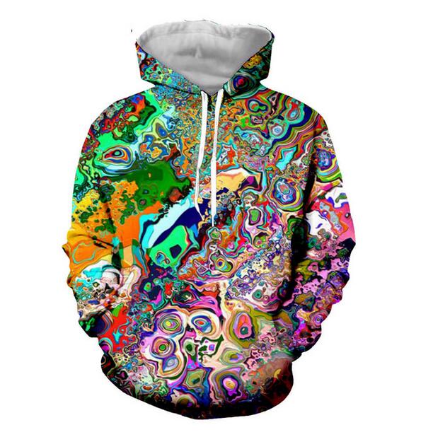 Psychedelic Men Women 3D Print Color Autumn Hoodies Pullover Fashion Sweatshirts