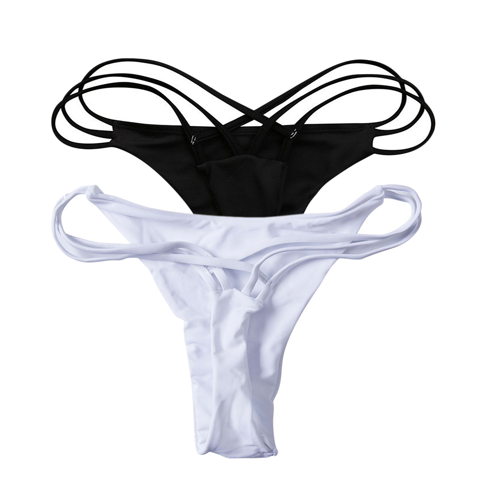 

2x ladies hipster strappy bikini panty underwear g-string thong briefs, Black;pink
