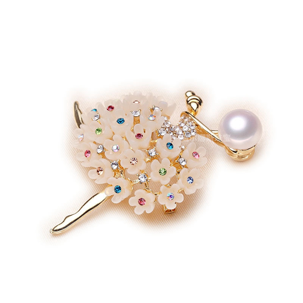 Ballet Gir Korean version thick gold-plated explosive gold-plated Freshwater Pearl brooch semi-finished mount for diy free shipping-image-471101454