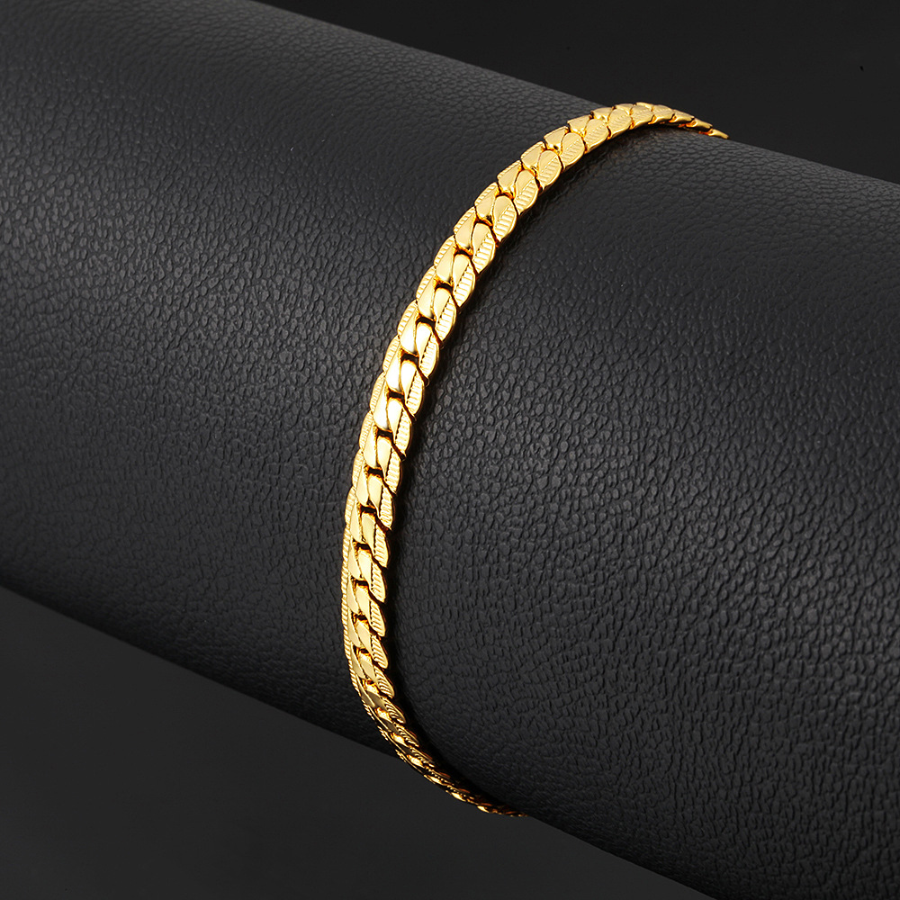 

2020 new 6 mm*18-21cm Luxury men's Gold Bracelet plated 18K Gold Bracelets for men women Jewelry Couple Bracelet